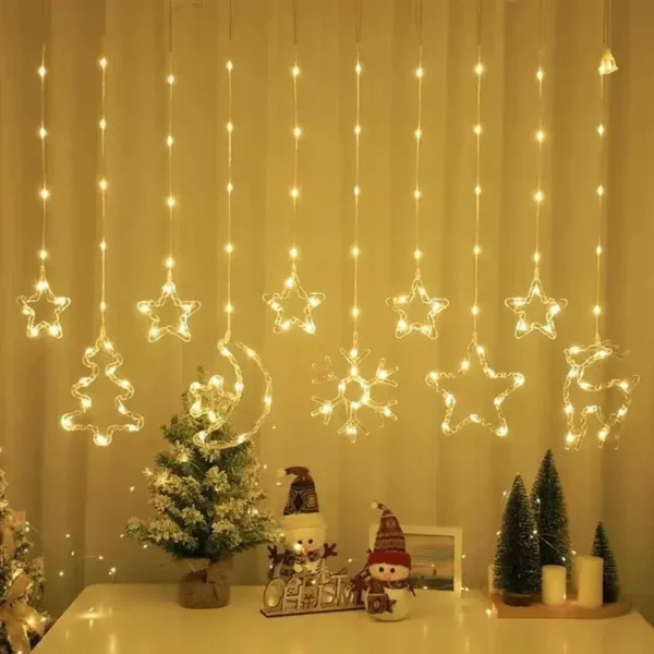 Штора 10 Тепла Usb ЗІРКИ+ Ялинка+ сніжинка + місяць І AND SF-42 код-3598
