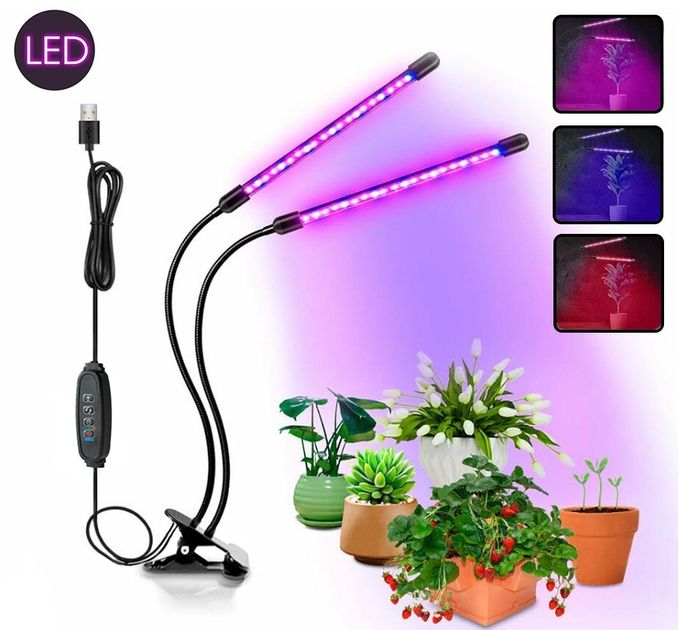 Фітолампа для рослин та розсади повний спектр на підставці 2 лампи LED LAMP MA MARK AND 2 IN1 - Зображення 3