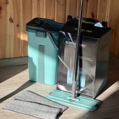 швабра ледар з великим відром 10л з віджимом Синій Бордо берюза Scratch Cleaning Mop