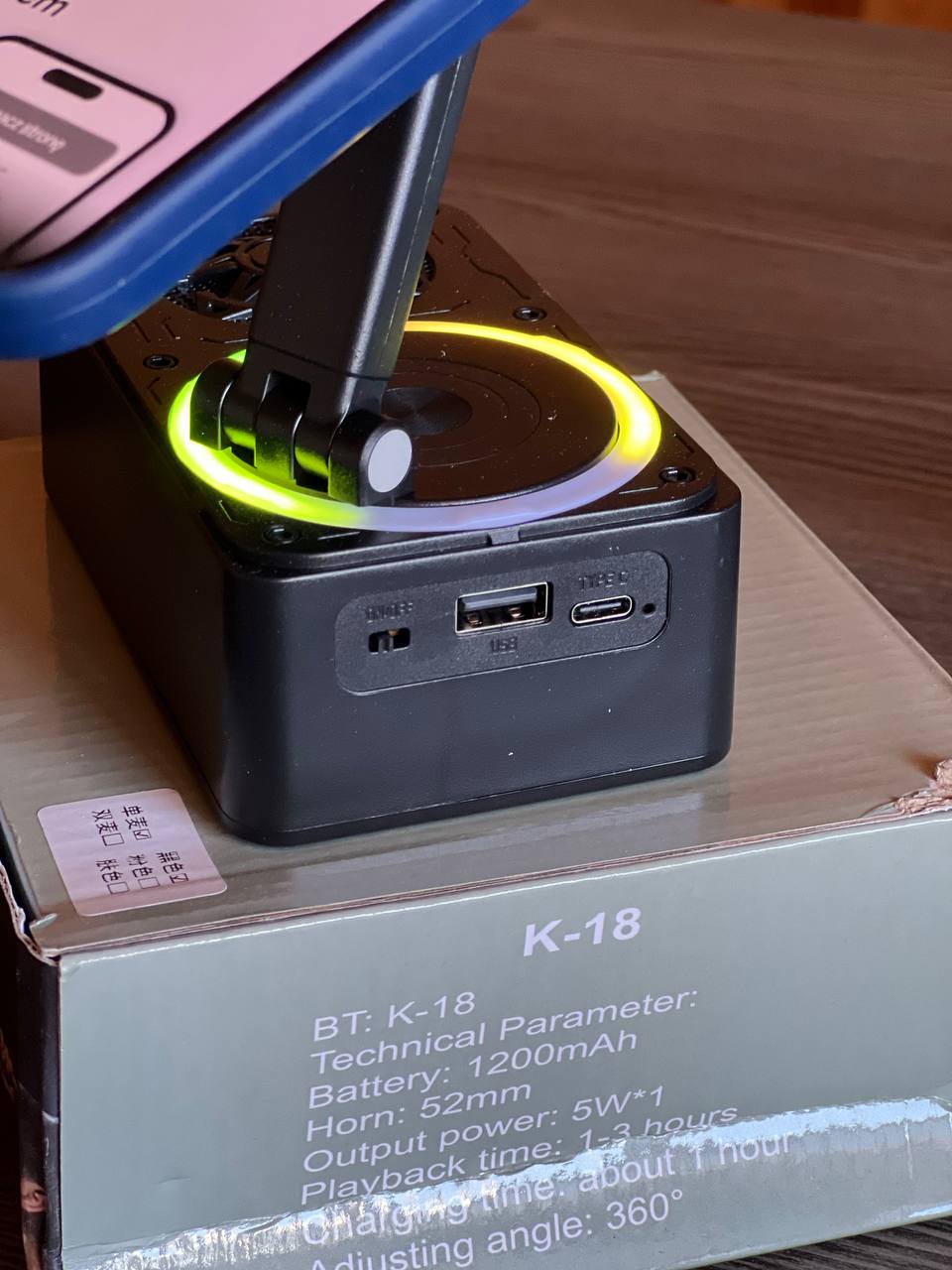 Блогер Підставка для телефону, динамік для караоке 1мікрофона 3колір.Microphone speaker setAND K18 - Зображення 3
