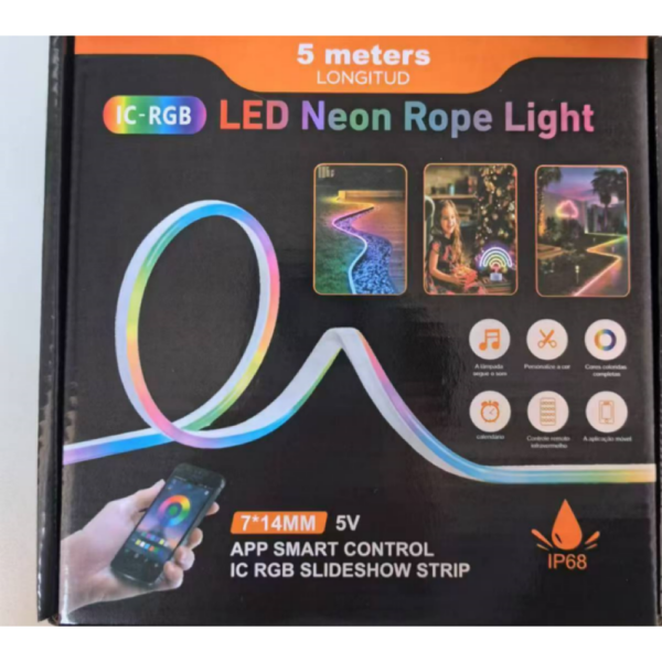 Светодидиодная неонова Usb Led Лента 5м, пульт, Rgb APP AND 5250