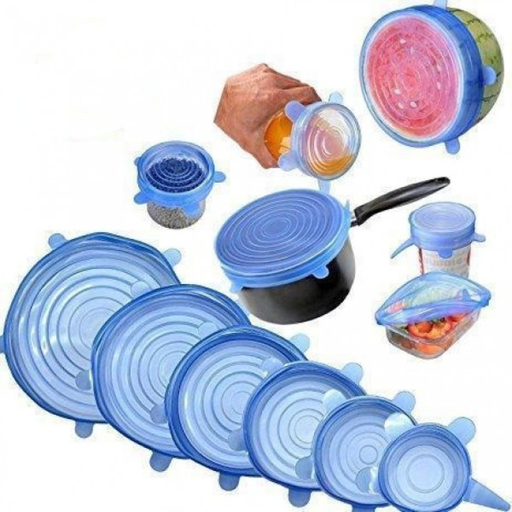Силіконові кришки універсальні Super stretch silicone lids 6 шт З Коробкою