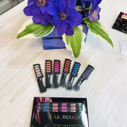 Набір гребінців 6 шт. із кольоровими крейдами для волосся Hair chalk, Крейда для волосся 6 шт.
