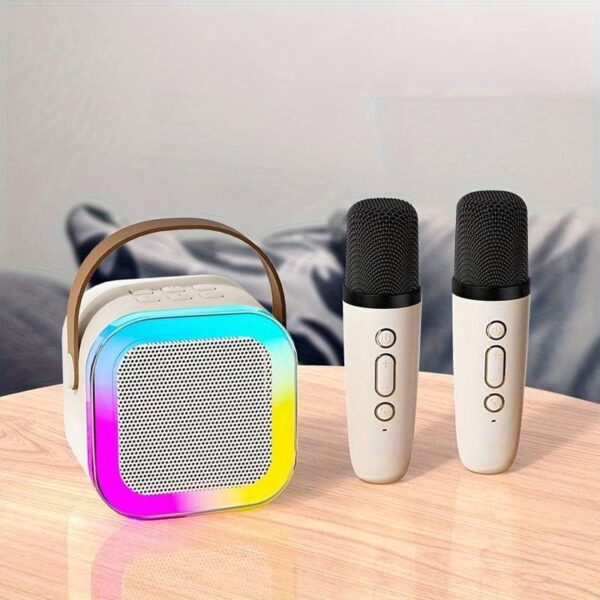 Портативна бездротова колонка, караоке K12 c LED підсвічуванням та двома мікрофонами