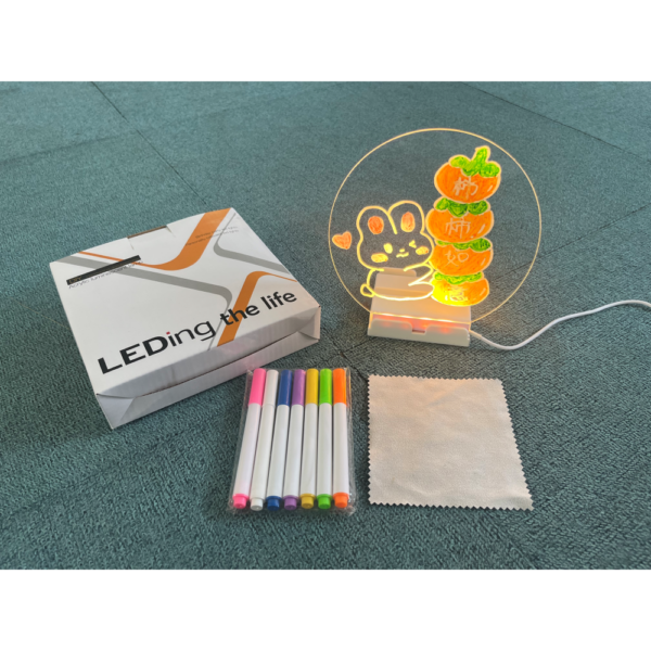 Светильник, ночник, доска для заметок КРУГЛАЯ от USB с Маркером WordPadAND 5502