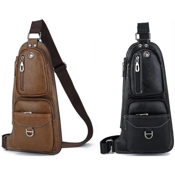 Сумка рюкзак через плечо мужская Jeep Bags 777 Черная //коричневая 61986196