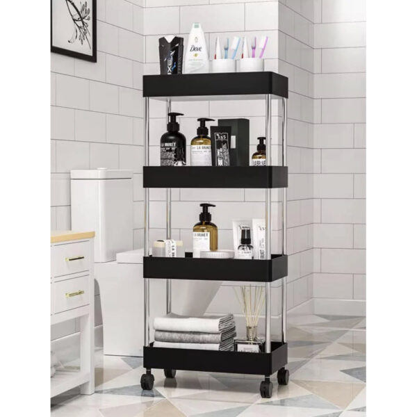 Этажерка на колесах 4 пололки напольная на колесиках only Black AND 220-4