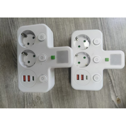 Розетка Адаптер розетки зарядное устрр Удлинитель 2 входа БЕЛЫЙ 8623UL 2USB+1PD AND WL-1