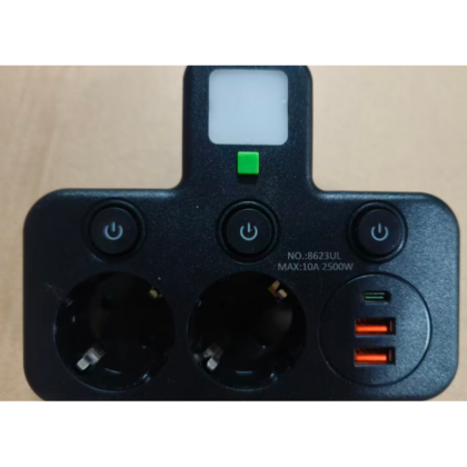 Розетка Адаптер розетки зарядное устрр Удлинитель 2 входаЧЕРНЫЙ 8623UL 2USB+1PD AND WL-2